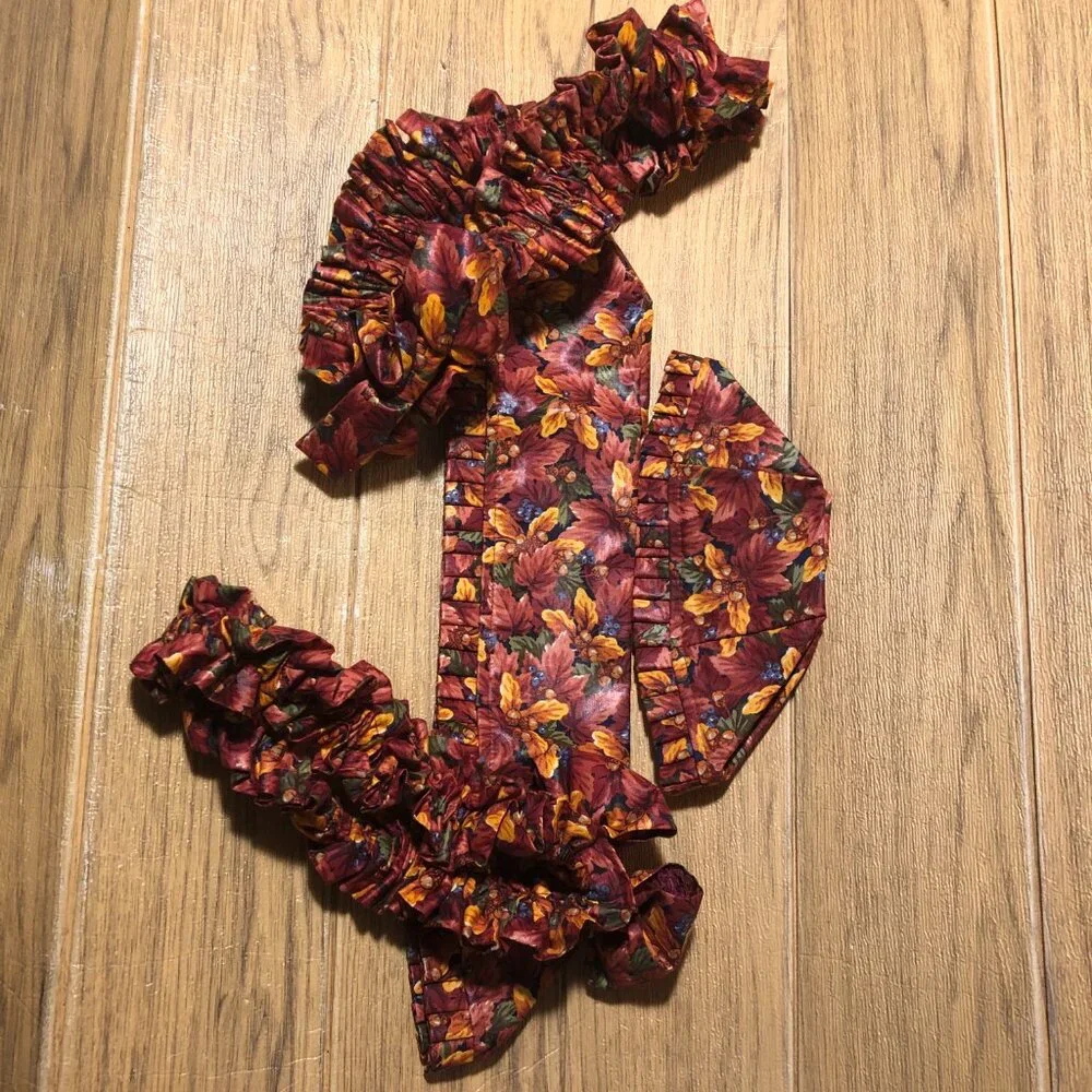 Longaberger basket accessories: 4 items lining and ribbon in orange brown rust